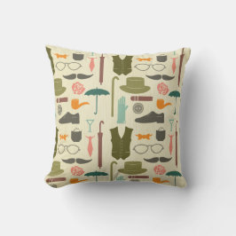 ヒップスターの髭のヴィンテージのおもしろいのシックなおもしろいパターン紳士 クッション