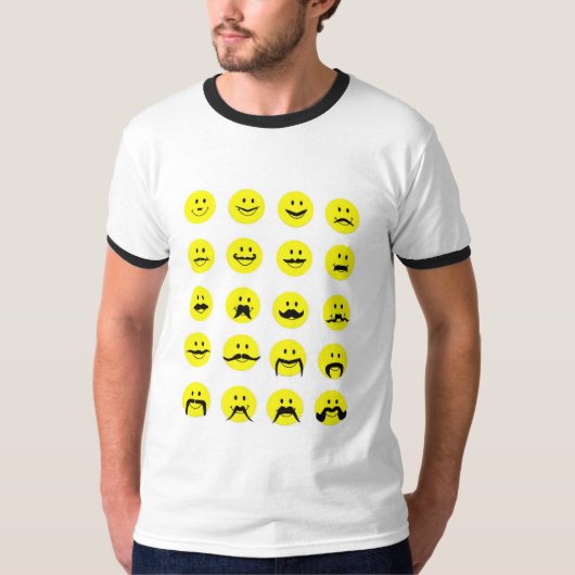 ヒップスターの髭のTシャツの顔の口ひげ Tシャツ (正面)