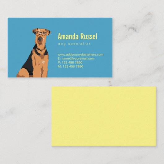 ヒップスターの黒およびブラウンのAiredaleテリア犬 名刺 (正面/裏面)