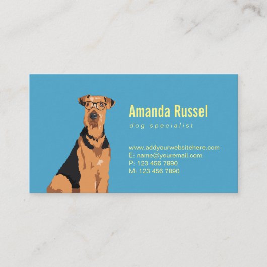 ヒップスターの黒およびブラウンのAiredaleテリア犬 名刺 (正面)