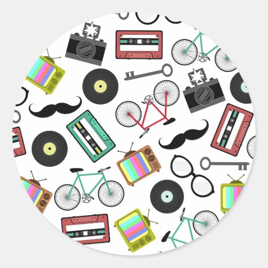 ヒップスターをテーマにした封筒用シールシール ラウンドシール (正面)