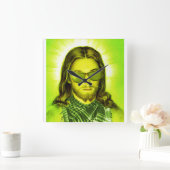 ヒップスターイエス・キリストは救い、愛します スクエア壁時計 (ホーム)