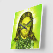 ヒップスターイエス・キリストは救い、愛します スクエア壁時計 (傾斜)