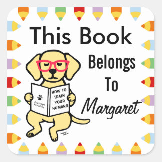 ヒップスターイエローラブラドール子犬 スクエアシール