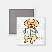 ヒップスターイエローラブラドール子犬 マグネット (正面/裏面)