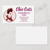 ヒップスターウーマン美容師サロンファッション 名刺 (正面/裏面)
