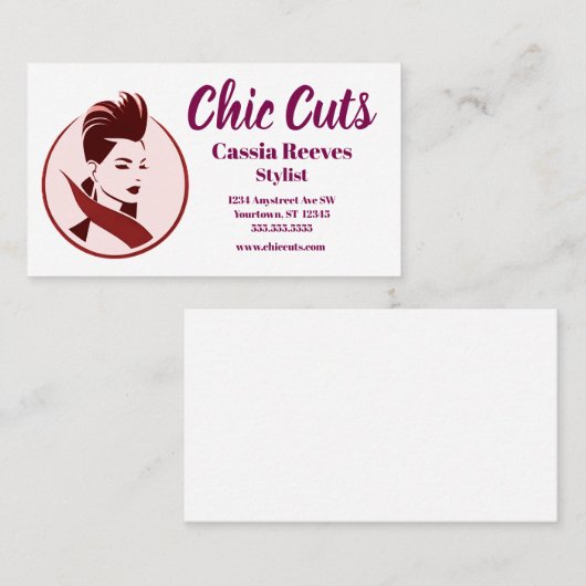 ヒップスターウーマン美容師サロンファッション 名刺 (正面/裏面)