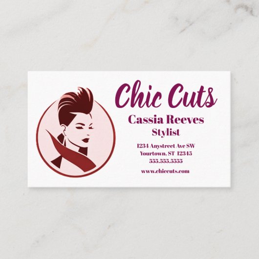 ヒップスターウーマン美容師サロンファッション 名刺 (正面)