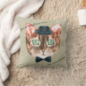 ヒップスターオタク猫ヘッドアクセント枕 クッション (ブランケット)