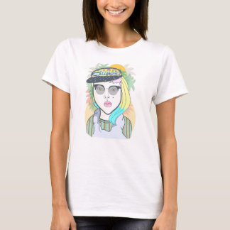 ヒップスターカリフォルニア女の子 Tシャツ
