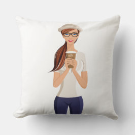 ヒップスターガール装飾用クッション クッション