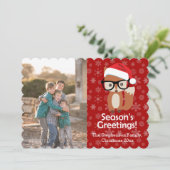 ヒップスターキツネメガネかわいい動物のクリスマスフォト シーズンカード (スタンド正面)