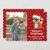 ヒップスターキツネメガネかわいい動物のクリスマスフォト シーズンカード (正面/裏面)