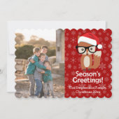 ヒップスターキツネメガネかわいい動物のクリスマスフォト シーズンカード (正面)