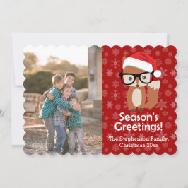 ヒップスターキツネメガネかわいい動物のクリスマスフォト シーズンカード