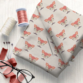 ヒップスターキツネ、グラス、口ひげID1073 ファブリック