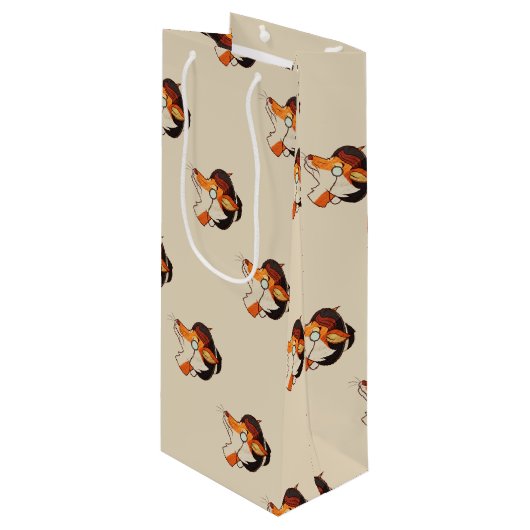 ヒップスターキツネ ワインギフトバッグ (正面アングル)