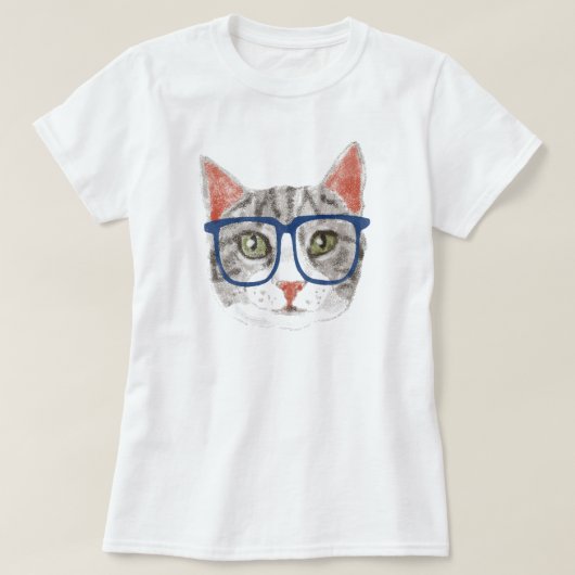 ヒップスターキャット(グレー虎猫) Tシャツ (デザイン正面)