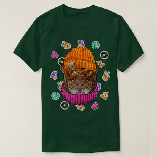 ヒップスターギニア豚ギークおたくグラスアニマルラブP Tシャツ (デザイン正面)