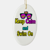 ヒップスタークラウンサングラス Keep Calm And Swim On セラミックオーナメント (右)