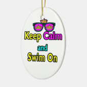ヒップスタークラウンサングラス Keep Calm And Swim On セラミックオーナメント (左)