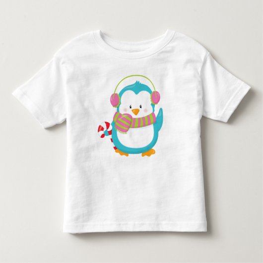 ヒップスタークールペンギン冬の子供たち幼児クリスマス トドラーTシャツ (正面)