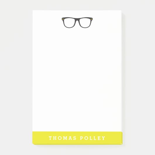 ヒップスターグラスとネオンイエロー ポストイット (正面)