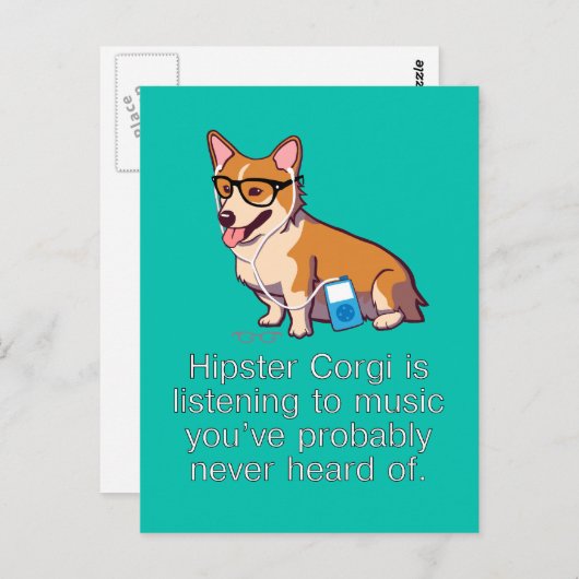 ヒップスターコーギポストカード ポストカード (正面/裏面)
