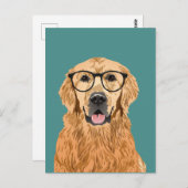 ヒップスターゴールデンリトリーバーポストカード ポストカード (正面/裏面)