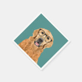 ヒップスターゴールデンレトリバー誕生日ペーパーナプキン スタンダードカクテルナプキン (角)