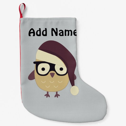 ヒップスターサンタフクロウ スモールクリスマスストッキング (正面)
