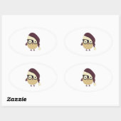 ヒップスターサンタフクロウ 楕円形シール (シート)