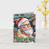 ヒップスターサンタ&クリスマスカクテルレシピホリデー カード (黄色い花)