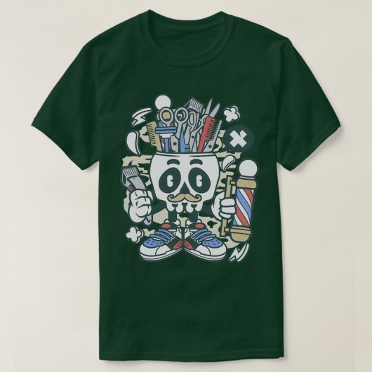 ヒップスタースカル理容師 Tシャツ (デザイン正面)