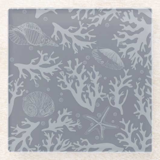 ヒップスタースタイルサンゴ礁 ガラスコースター (正面)