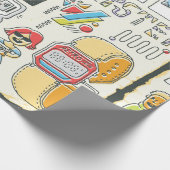 ヒップスタースワッグの手描きカラフルドールセット。ビンタ ラッピングペーパー (角)