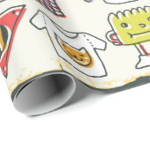 ヒップスタースワッグの手描きカラフルドールセット。ビンタ ラッピングペーパー (ロールコーナー)