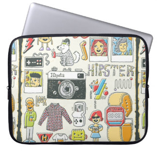 ヒップスタースワッグ手描きカラフルドードルセット。ヴィンタ ラップトップスリーブ
