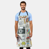 ヒップスタースワッグ：手描きドードルセット エプロン (着用した状態)