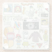 ヒップスタースワッグ：手描きドードルセット ガラスコースター (裏面)