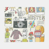 ヒップスタースワッグ：手描きドードルセット フリースブランケット (正面(横))