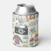 ヒップスタースワッグ：手描きドードルセット 缶クーラー (缶正面)