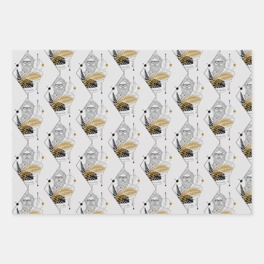 ヒップスターゼウスのギリシャの神のパターン ラッピングペーパーシート (正面3)