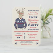 ヒップスターディア醜いクリスマスセーター招待状 招待状 (スタンド正面)