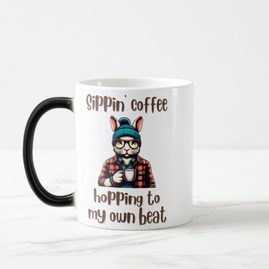 ヒップスターバニーSipping Coffee Vibe モーフィングマグカップ (左)
