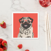 ヒップスターパグ誕生日ペーパーナプキン スタンダードカクテルナプキン (インサイチュ)