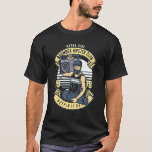 ヒップスターパパレトロ80sブームボックスゲットブラスターヴィーブ tシャツ