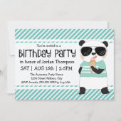 ヒップスターパンダ子供の誕生日パーティー 招待状 (正面)