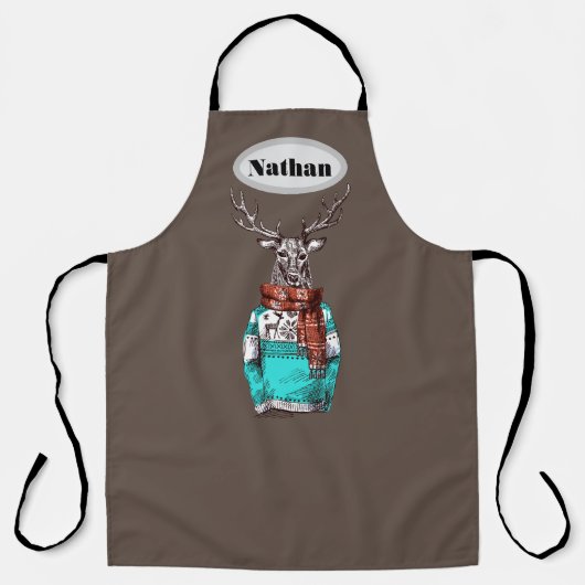 ヒップスターパーソナライズされた鹿 エプロン (正面)