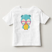 ヒップスターフクロウ、眼鏡付きフクロウ、かわいいフクロウ トドラーTシャツ (正面)
